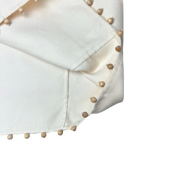 NWT Oscar de la Renta Ivory Wool Silk Pencil Skirt w/Wood Bead Trim Italy Sz 8 - Picture 5 of 9